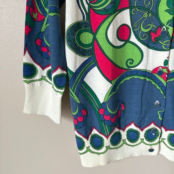 Talbots Cardigan Sweater Womens Petite Medium English Garden Abstract Floral - Picture 6 of 12